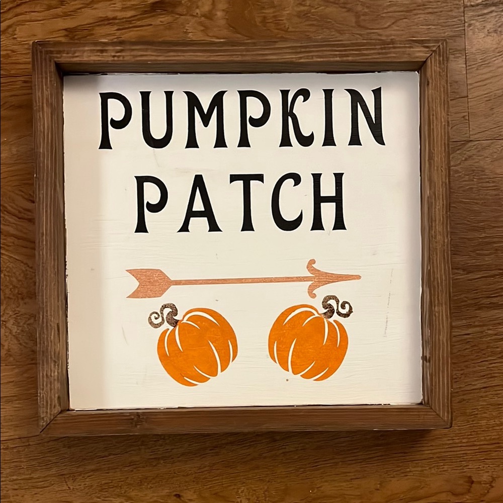 Rustic Pumpkin Patch Wall Art with Wooden Frame